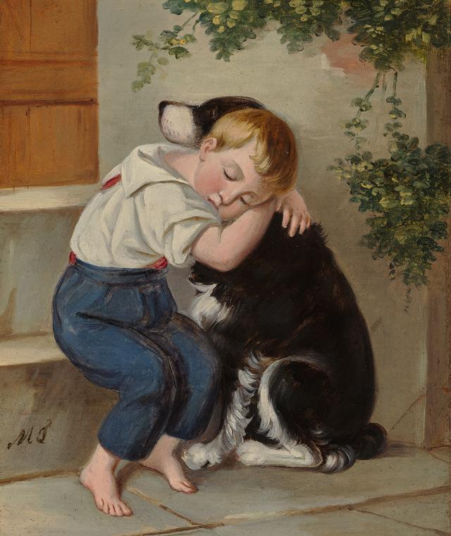 Knabe mit Hund