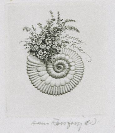 Hans Ranzoni, Exlibris Susanna Kolar, 1984, Kupferstich, 6,6 × 5,6 cm, Belvedere, Wien, Inv.-Nr ...