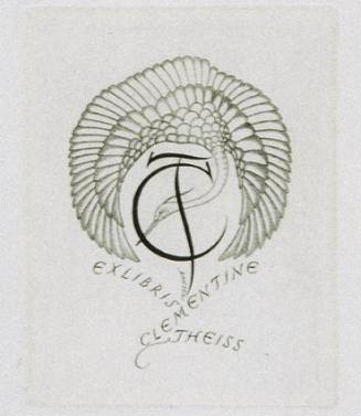 Hans Ranzoni d. J., Exlibris Clementine Theiss, 1942, Kupferstich ,6,4 x 5 cm, Belvedere, Wien,…