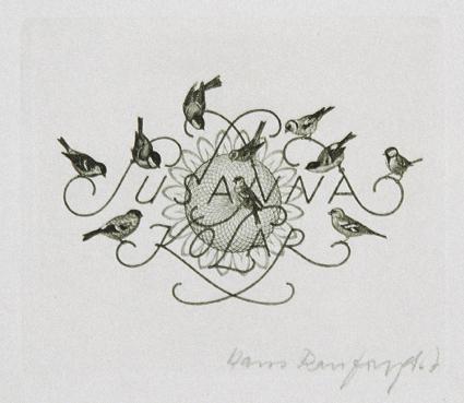 Hans Ranzoni, Exlibris Susanna Kolar, 1985, Kupferstich, 6,6 × 7,8 cm, Belvedere, Wien, Inv.-Nr…
