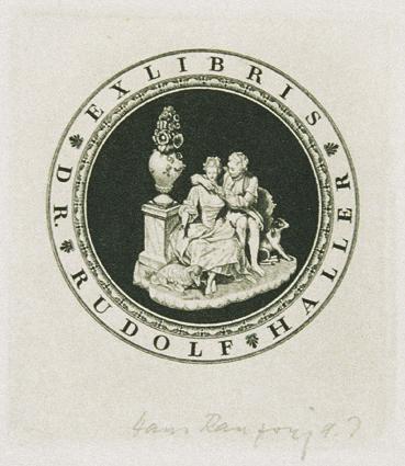 Hans Ranzoni, Exlibris Dr. Rudolf Haller, 1979, Kupferstich, 70 × 64 cm, Belvedere, Wien, Inv.- ...