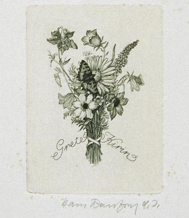 Hans Ranzoni, Exlibris Grete Kirin, 1981, Kupferstich, 6,2 × 4,6 cm, Belvedere, Wien, Inv.-Nr.  ...