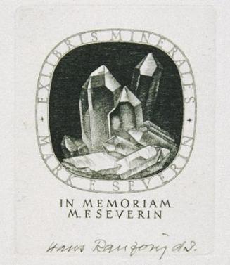 Hans Ranzoni, Exlibris In Memoriam M. F. Severin, 1988, Kupferstich, 5,9 × 4,7 cm, Belvedere, W…