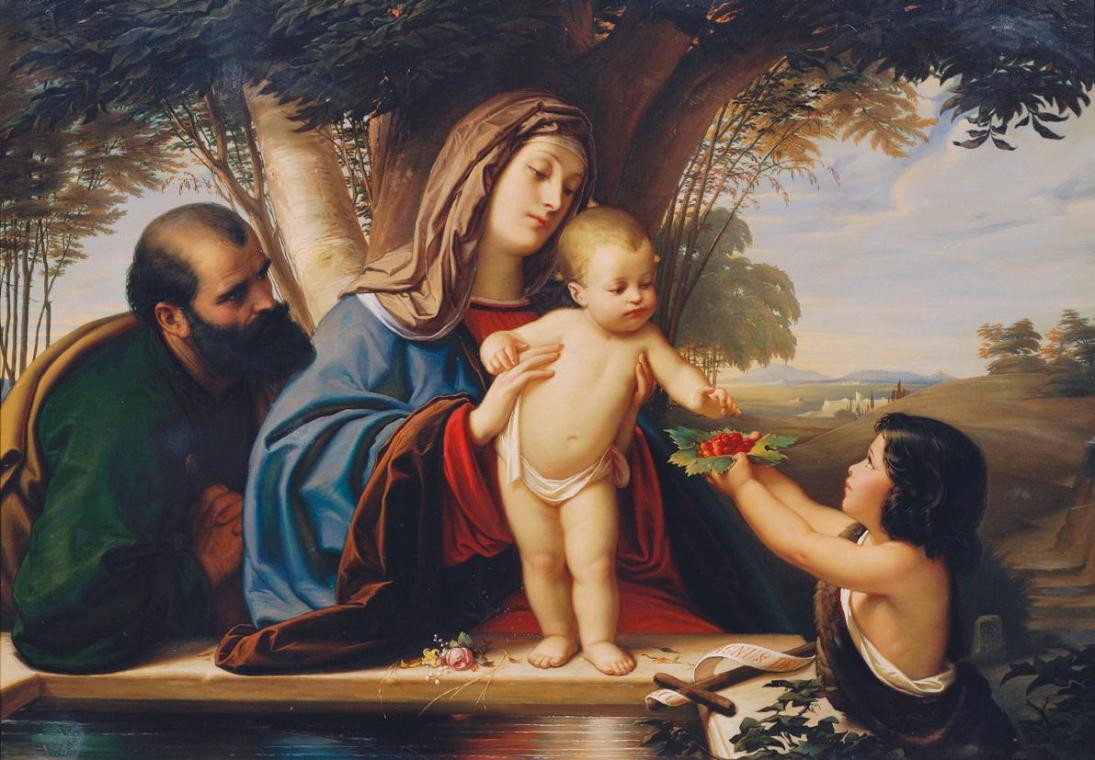 Eduard Jakob von Steinle, Heilige Familie mit Johannesknaben, 1855, Öl auf Leinwand, 96 x 134 c ...