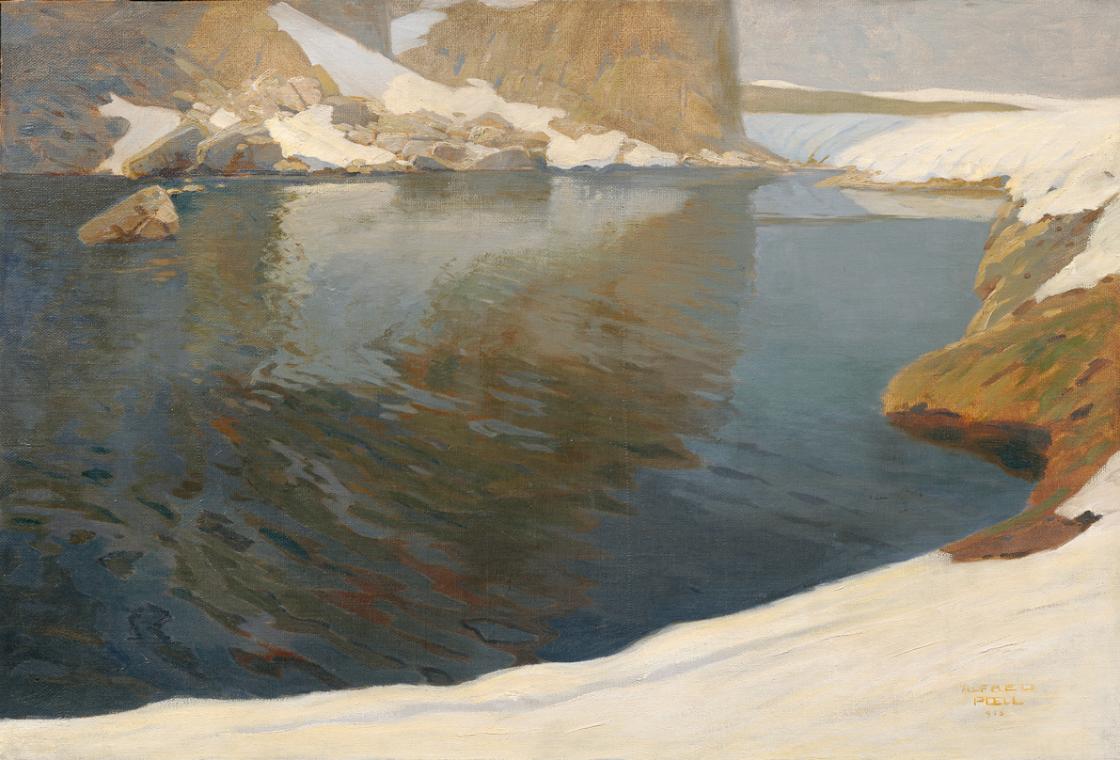 Alfred Poell, Bergsee, 1913, Öl auf Leinwand, 98 x 129,5 cm, Belvedere, Wien, Inv.-Nr. 1665