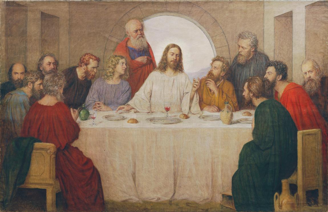 Tom von Dreger, Das letzte Abendmahl, 1916, Öl auf Leinwand, 211 x 326 cm, Belvedere, Wien, Inv…