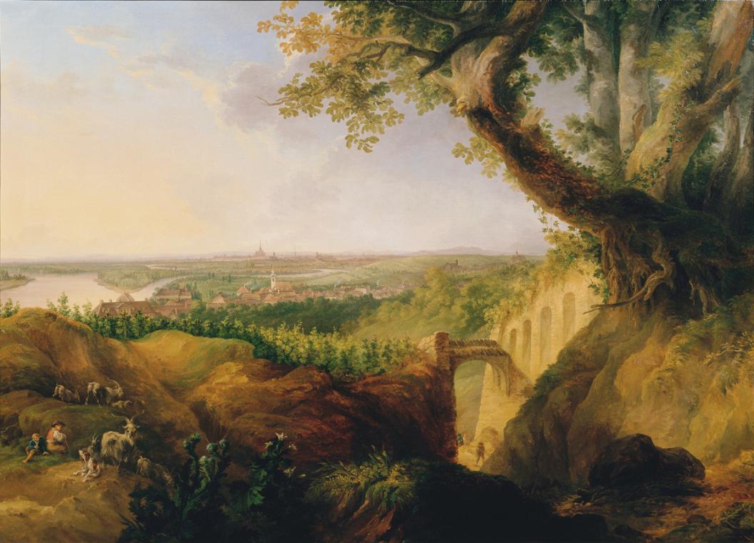 Josef Fischer, Ansicht der Haupt- und Residenzstadt Wien vom Standpunkte bey Nussdorf, 1822, Öl…