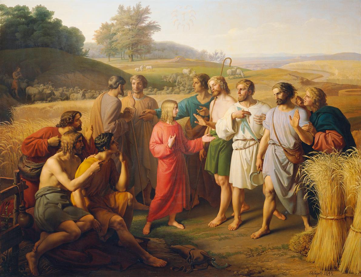 Eduard Ritter von Engerth, Josef erzählt seine Träume, 1845, Öl auf Leinwand, 222 x 285 cm, Bel ...