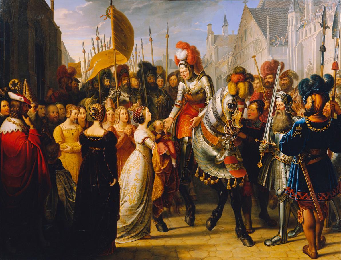 Anton Petter, Der Einzug Kaiser Maximilians I. in Gent, 1822, Öl auf Leinwand, 286 x 387 cm, Be ...