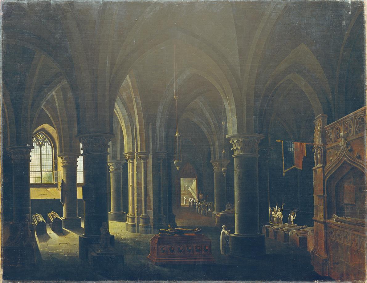 Antonio de Pian, Gotisches Gruftgewölbe, 1828, Öl auf Leinwand, 174 x 224 cm, Belvedere, Wien, …