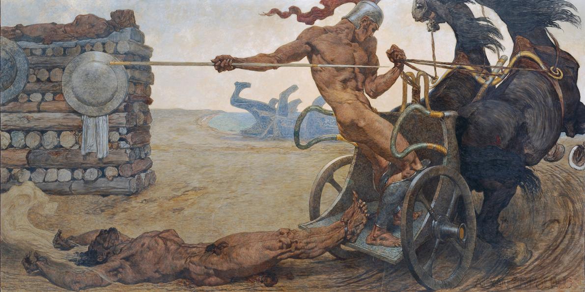 Alexander Rothaug, Achilles, um 1930, Öltempera auf Leinwand, 195 x 390 cm, Belvedere, Wien, In…