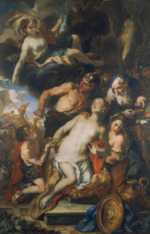 Johann Michael Rottmayr, Die Opferung Iphigeniens, um 1690/1691, Öl auf Leinwand, 205 x 135 cm,…