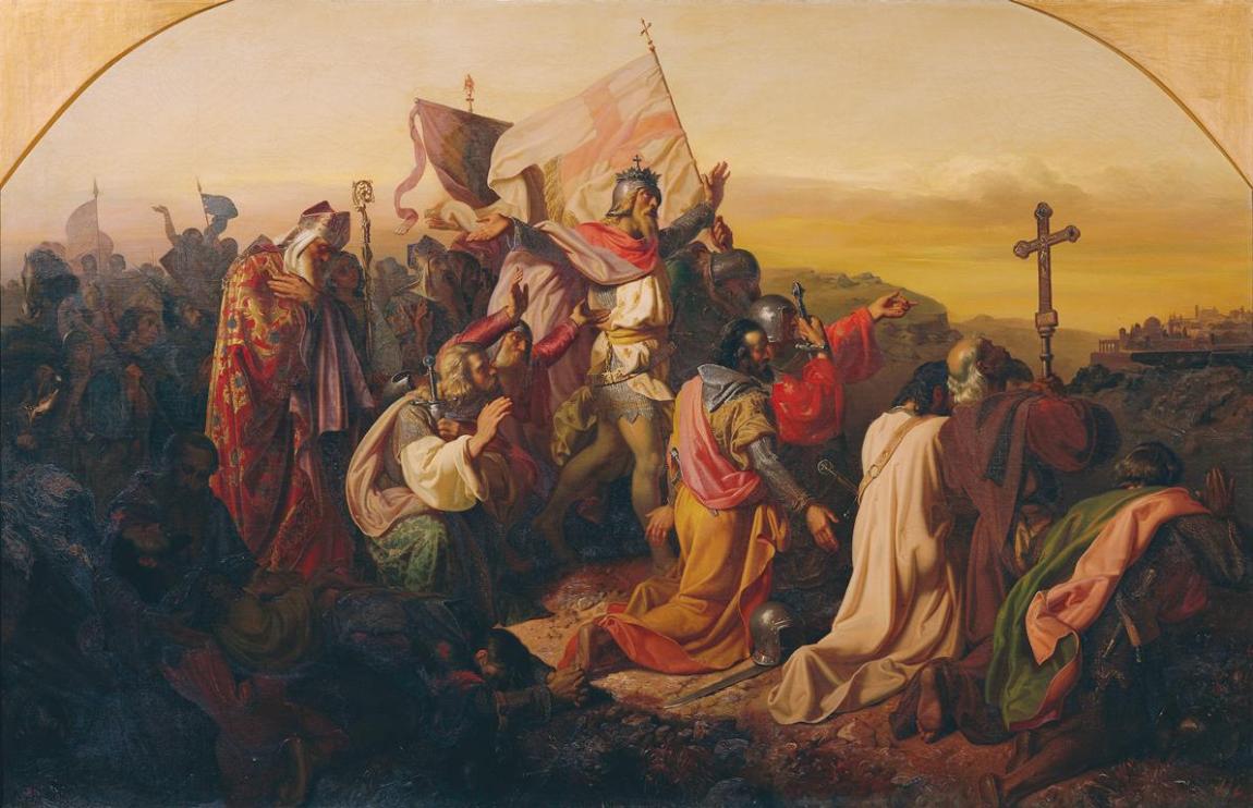 Johann Till der Jüngere, Gottfried von Bouillon und Kreuzfahrer, 1854, Öl auf Leinwand, 148 x 2…