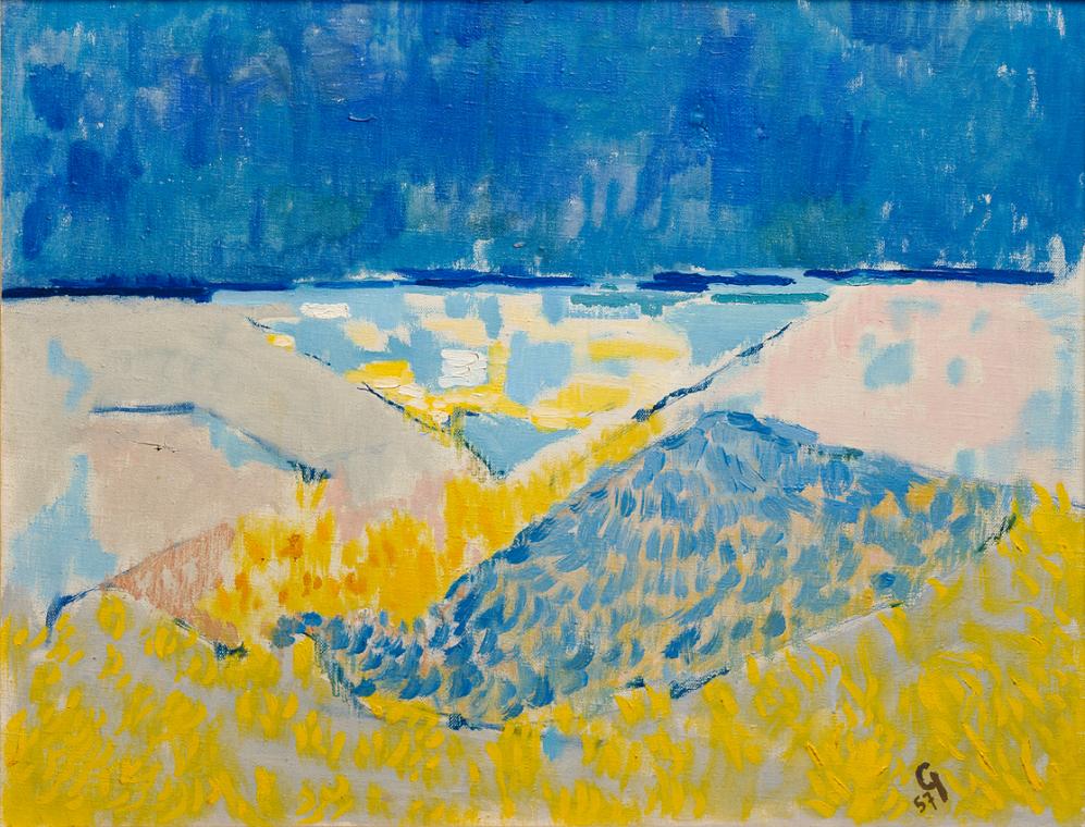 Emil (Gody) Roth, Landschaft bei Brauron, 1957, Öl auf Leinwand, 50 x 65 cm, Belvedere, Wien, I…