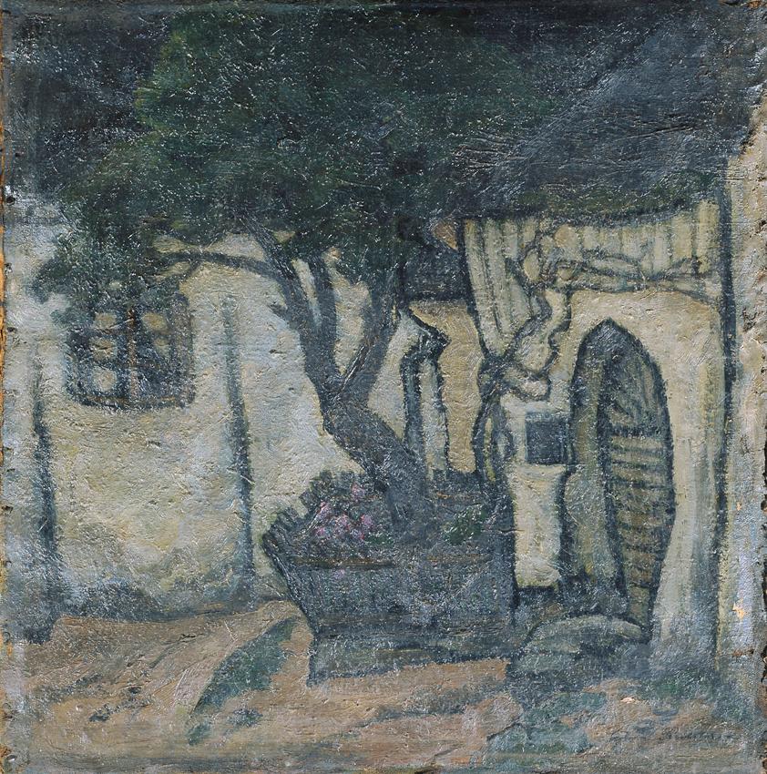 Sylvia Penther, Häuser in der Wachau, Öl auf Leinwand, 55 x 55 cm, Belvedere, Wien, Inv.-Nr. 92…