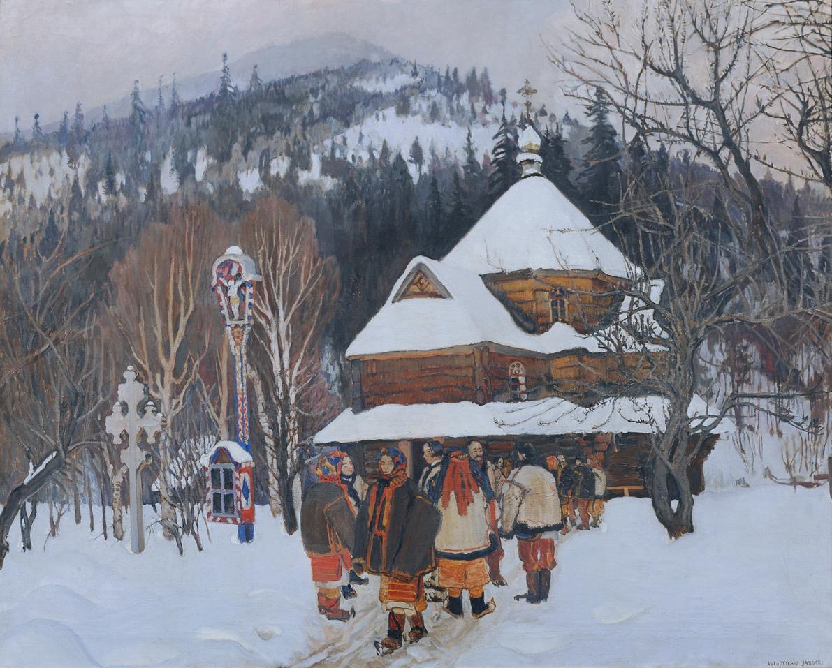 Władysław Jarocki, Dorfkirche in den Karpaten, vor 1912, Öl auf Leinwand, 138 x 176 cm, Belvede…
