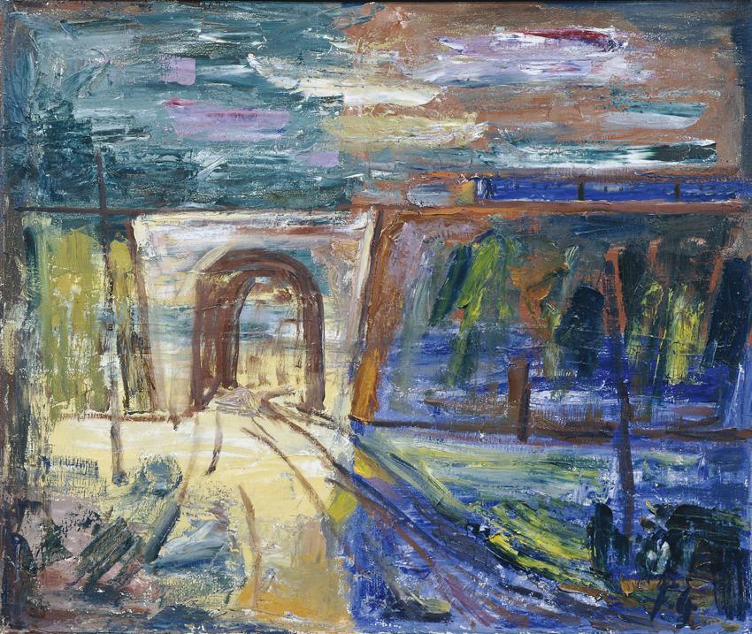 Marianne Fieglhuber-Gutscher, Bahndurchlass, undatiert, Öl auf Leinwand, 88,5 x 105 cm, Artothe…