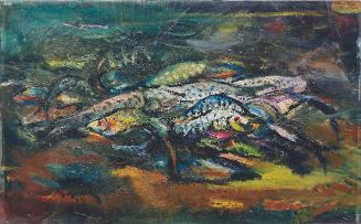 Hans Robert Pippal, Fischstillleben, 1948, Öl auf Leinwand, 53 x 84 cm, Belvedere, Wien, Inv.-N…