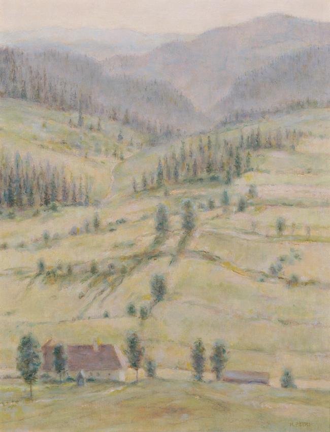 Heinrich Petri, Steirische Landschaft, undatiert, Öl auf Holz, 46 × 34,7 cm, Belvedere, Wien, I…