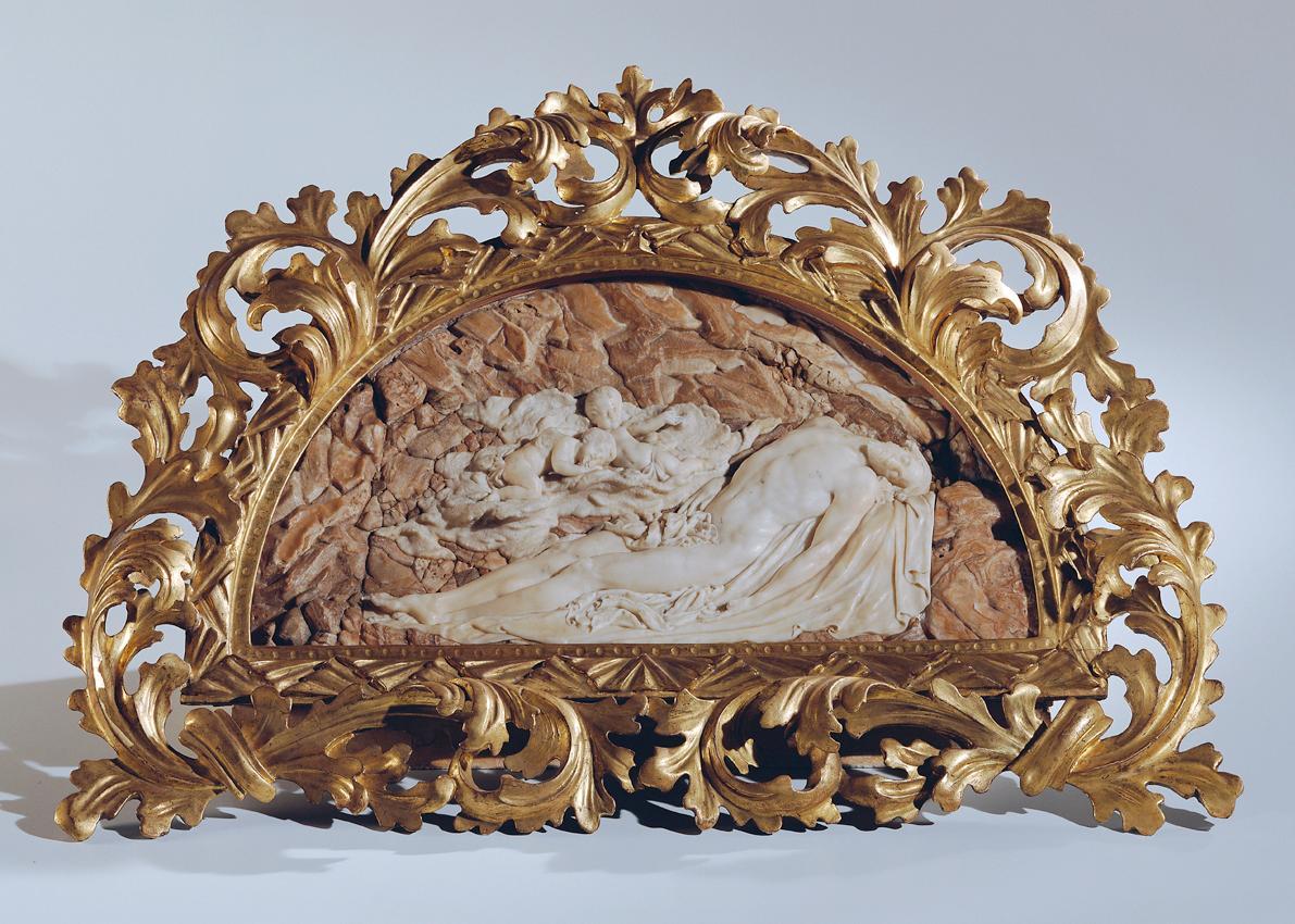 Josef Guntrich (auch Gundrich), Christus im Grabe, vor 1799, Weißer Marmor auf rötlichem Marmor…