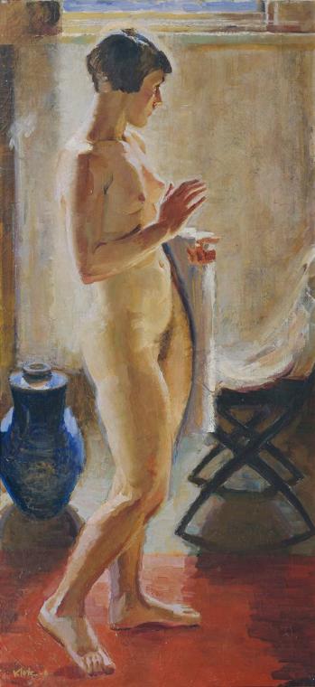 Theodor Klotz-Dürrenbach, Stehender Akt, 1929, Öl auf Leinwand, 144 x 68 cm, Artothek des Bunde…