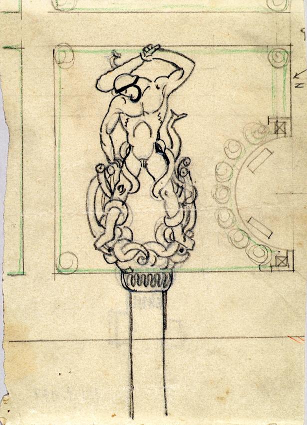Franz Barwig d. Ä., Herkules und Hydra, 1913/1914, Bleistift auf Papier, 18,5 x 13 cm, Belveder…
