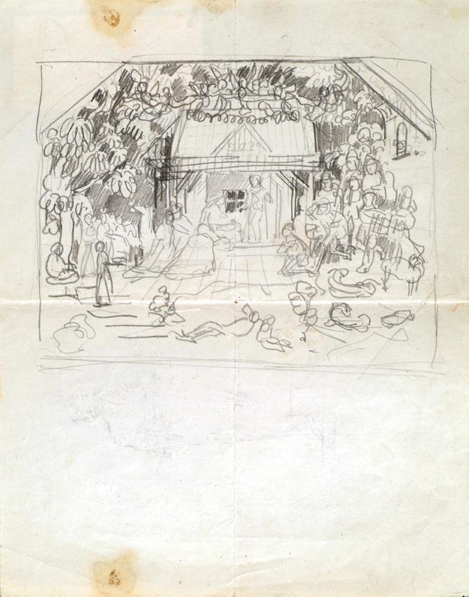 Franz Barwig d. Ä., Krippe, 1915/1916, Bleistift auf Papier, 29 x 23 cm, Belvedere, Wien, Inv.-…