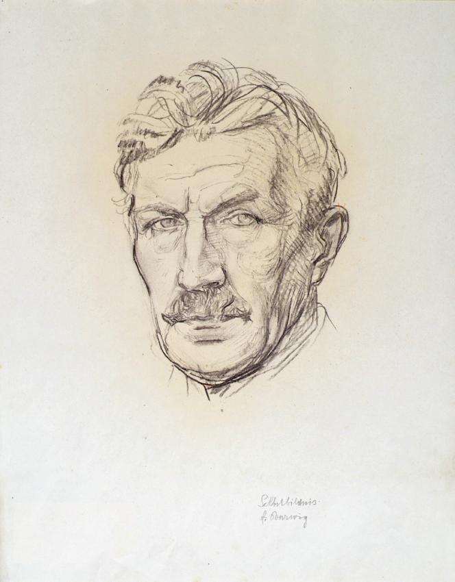 Franz Barwig d. Ä., Selbstbildnis, 1927, Kohle auf Papier, 43,5 x 34 cm, Belvedere, Wien, Inv.-…