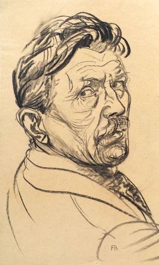 Franz Barwig d. Ä., Selbstbildnis, 1927, Kohle auf Papier, 44,5 x 26,5 cm, Belvedere, Wien, Inv…