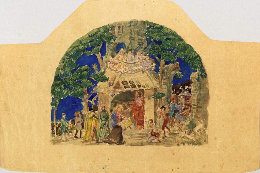 Franz Barwig d. Ä., Krippe (Studie für die Krippe der Pfarrkirche St. Stephan, Tulln, 1916), 19…