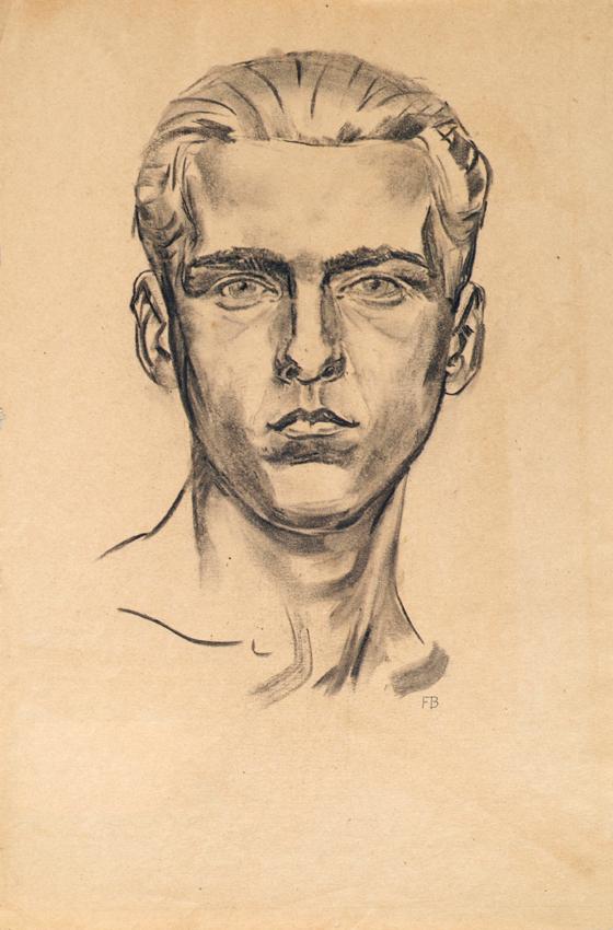 Franz Barwig d. Ä., Walter Barwig, der Sohn des Künstlers, 1916, Kohle auf Papier, 45 x 30 cm, …