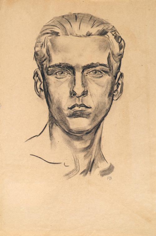 Franz Barwig d. Ä., Walter Barwig, der Sohn des Künstlers, 1916, Kohle auf Papier, 45 x 30 cm, …