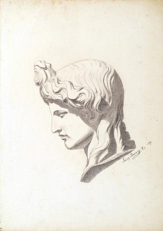Franz Barwig, d. Ä., Studienkopf nach der Antike (Akademiearbeit), 1889, Bleistift auf Papier, …