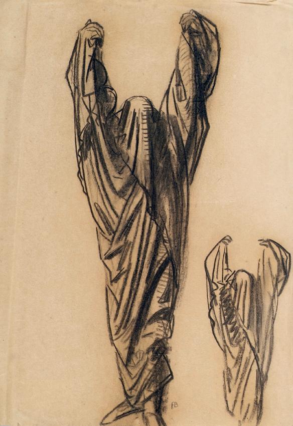 Franz Barwig d. Ä., Verhüllte Figuren, 1930/1931, Kohle auf Papier, 63 x 43,5 cm, Belvedere, Wi…