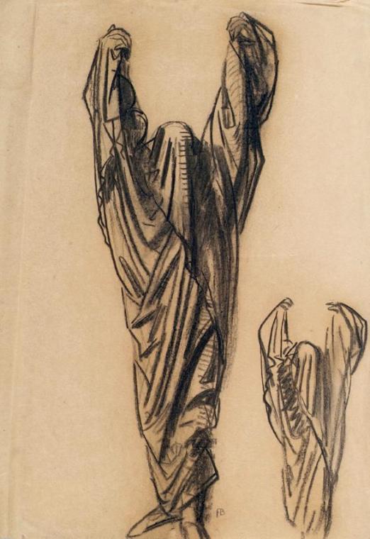 Franz Barwig d. Ä., Verhüllte Figuren, 1930/1931, Kohle auf Papier, 63 x 43,5 cm, Belvedere, Wi…