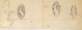 Franz Barwig d. Ä., Studien für Ofenkacheln, um 1912/1914, Bleistift auf Papier, 22,5 x 63 cm, …