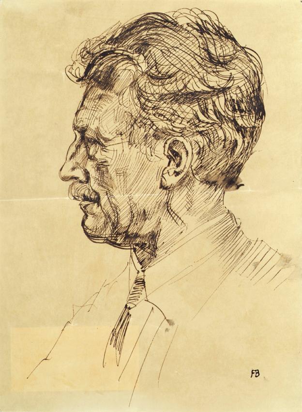 Franz Barwig d. Ä., Selbstbildnis, um 1927, Tusche auf Papier, 29 x 21,3 cm, Belvedere, Wien, I…