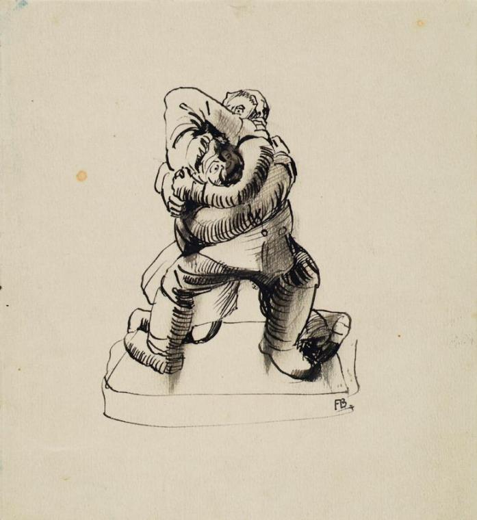 Franz Barwig d. Ä., Raufende Bauern, 1919, Tusche auf Papier, 17,5 x 16 cm, Belvedere, Wien, In…
