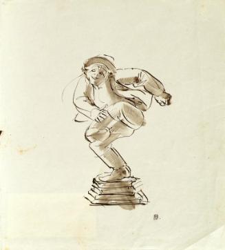 Franz Barwig d. Ä., Tanzender Bauer, Tusche auf Papier, 25,5 x 23 cm, Belvedere, Wien, Inv.-Nr.…