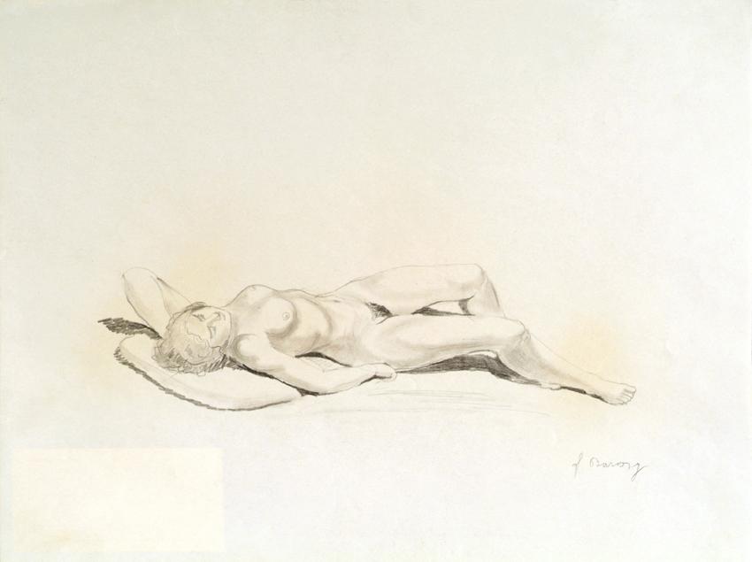 Franz Barwig d. Ä., Liegender weiblicher Akt, um 1927/1930, Bleistift auf Papier, 25,5 x 32,5 c…