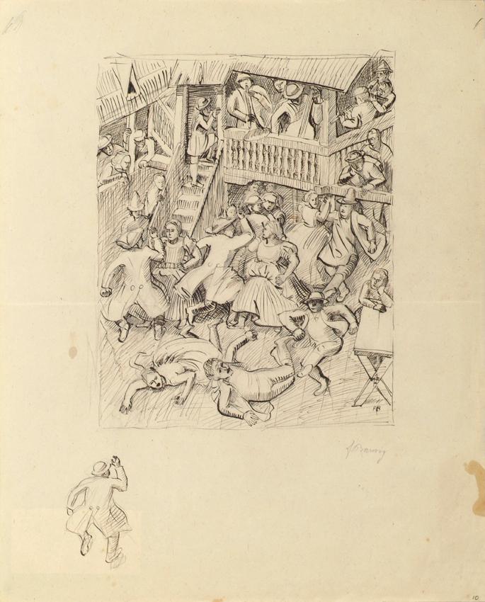 Franz Barwig d. Ä., Tanzende Bauern, 1919, Tusche auf Papier, 42 x 33,5 cm, Belvedere, Wien, In…