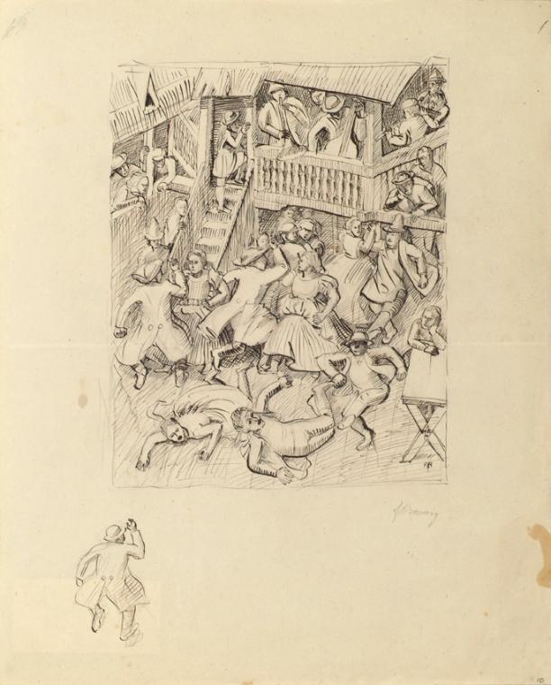 Franz Barwig d. Ä., Tanzende Bauern, 1919, Tusche auf Papier, 42 x 33,5 cm, Belvedere, Wien, In…
