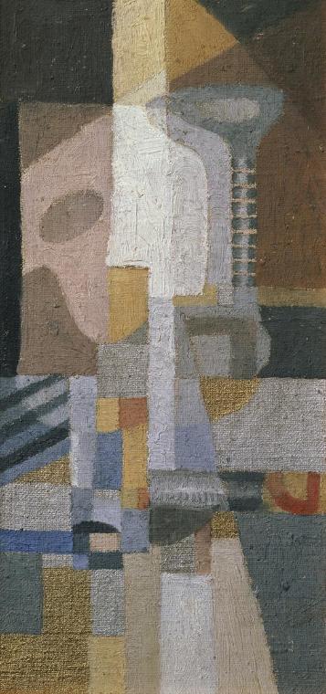 Erika Giovanna Klien, Komposition mit Saiteninstrumenten, 1923–1924, Öl auf Leinwand auf Karton…