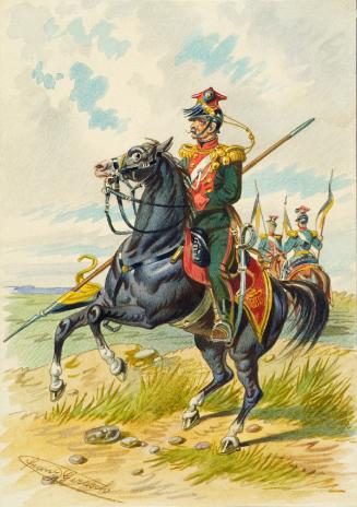 Franz Gerasch, Soldat zu Pferd, undatiert, Aquarell auf Papier, 15,7 × 11,1 cm, Belvedere, Wien…