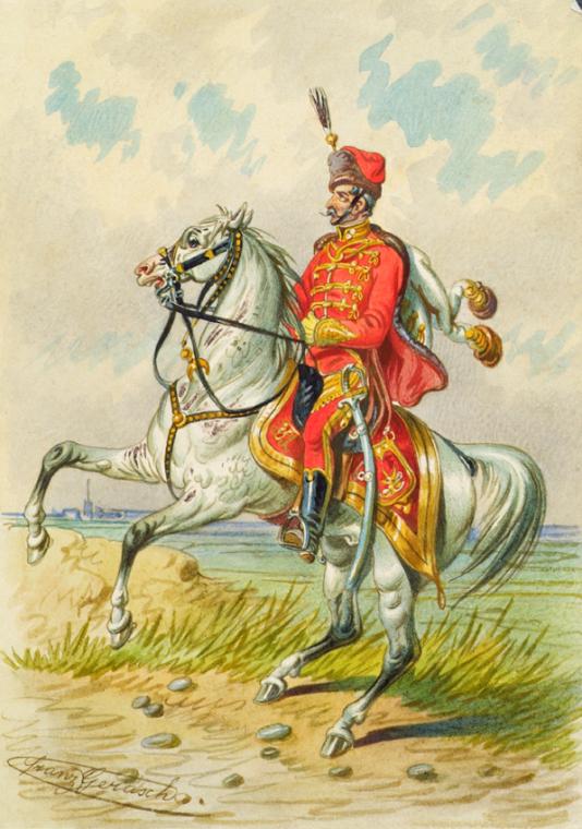 Franz Gerasch, Soldat zu Pferd, undatiert, Aquarell auf Papier, 15,7 × 11,1 cm, Belvedere, Wien…
