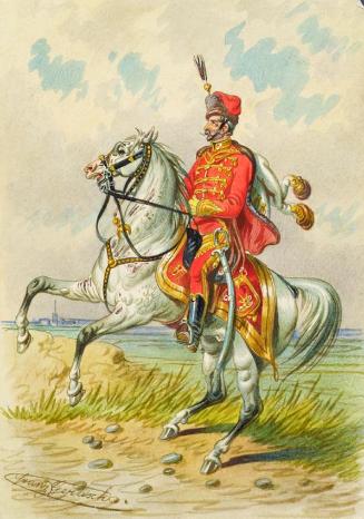 Franz Gerasch, Soldat zu Pferd, undatiert, Aquarell auf Papier, 15,7 × 11,1 cm, Belvedere, Wien…