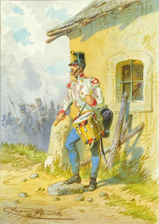 Franz Gerasch, Soldat, undatiert, Aquarell auf Papier, 15,7 × 11,1 cm, Belvedere, Wien, Inv.-Nr ...