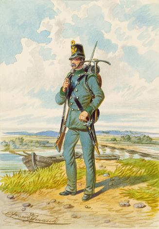 Franz Gerasch, Soldat, undatiert, Aquarell auf Papier, 15,7 × 11,1 cm, Belvedere, Wien, Inv.-Nr…