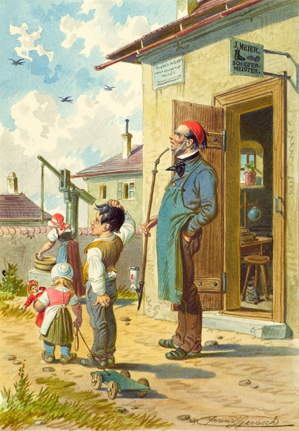 Franz Gerasch, Der Schustermeister, 1848, Aquarell auf Papier, 20,2 × 14 cm, Belvedere, Wien, I…
