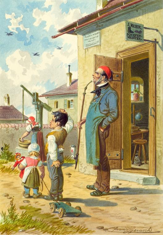 Franz Gerasch, Der Schustermeister, 1848, Aquarell auf Papier, 20,2 × 14 cm, Belvedere, Wien, I…